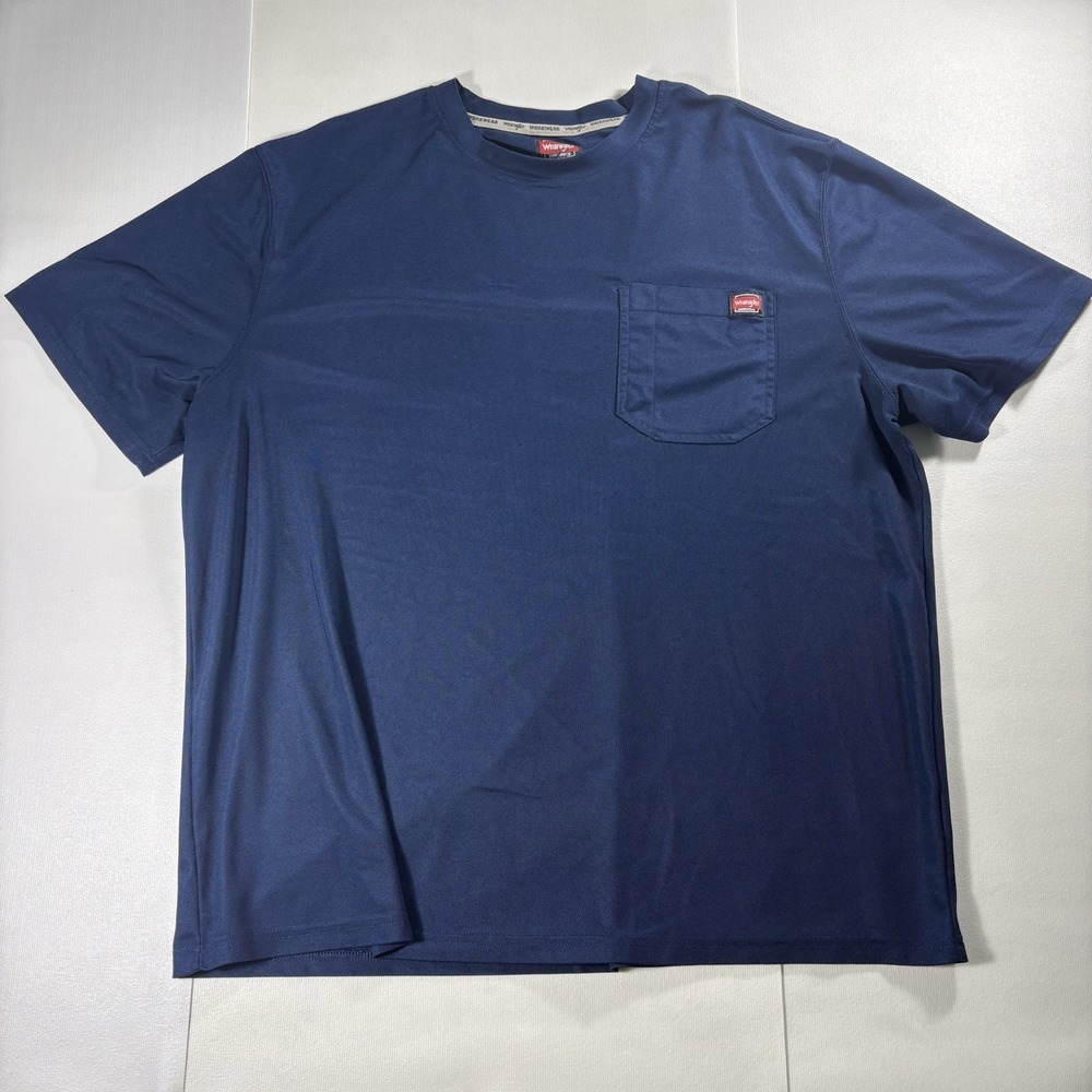 Wrangler Workwear Pocket Tee Mens 2XL Navy Blue Heavyweight Oversized Big Tall